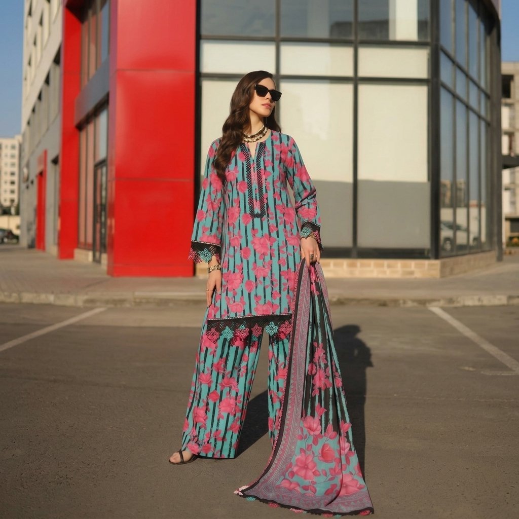Premium Printed Lawn 3PC Un-stiched Suit - Image 5