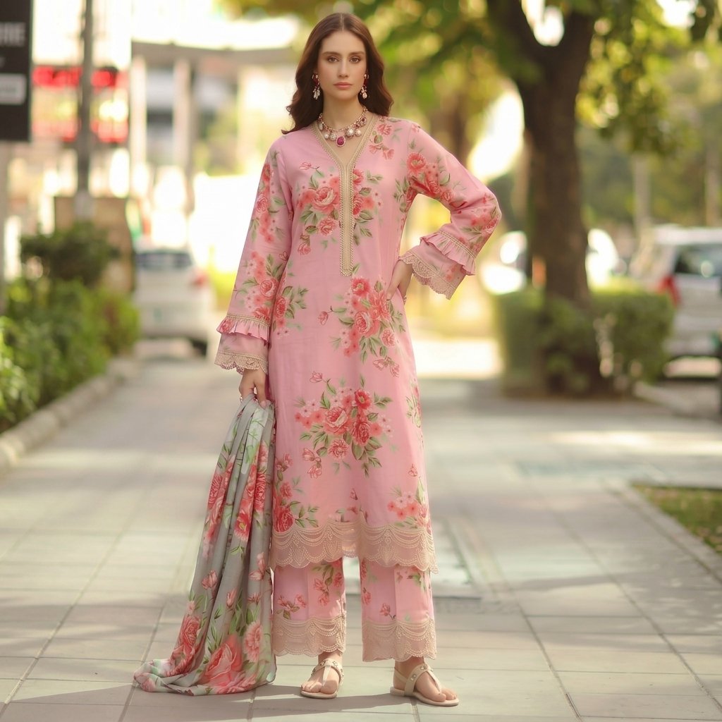 Premium Printed Lawn 3PC Un-stiched Suit - Image 6